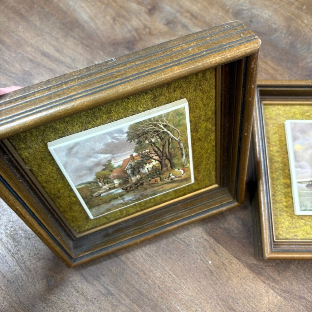 Vintage Framed Dutch Delft Tiles Wall Art Home Decor Landscape Country Cottage - Picture 5 of 12